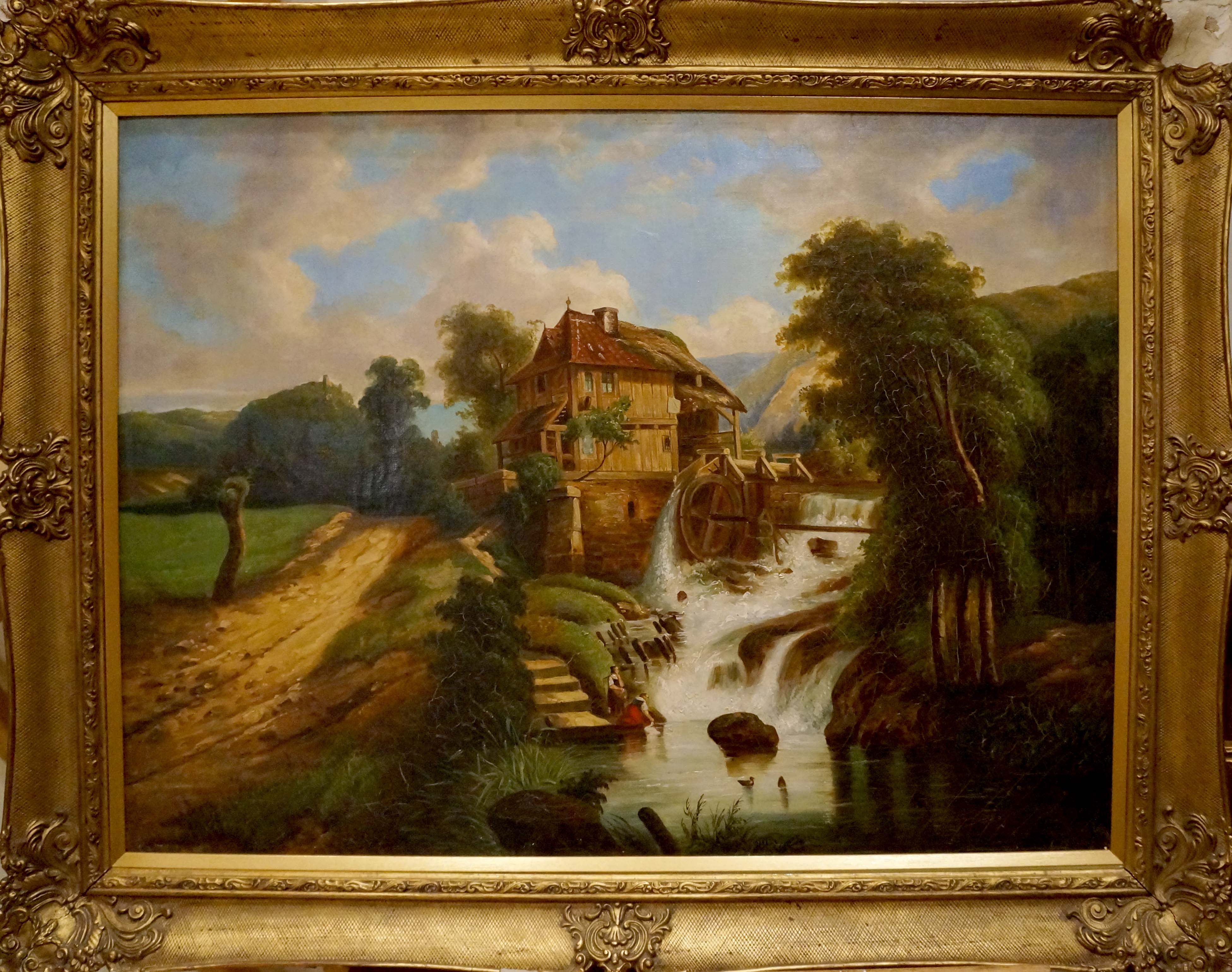 Oil painting Water Mill George Behrens