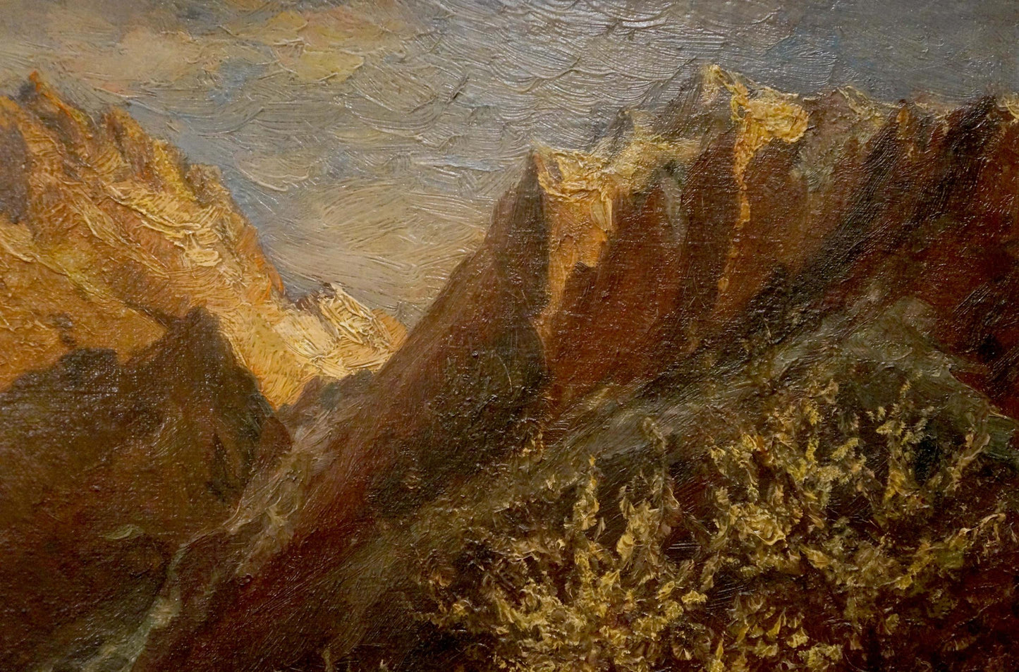 Oil painting House near the mountain European artist