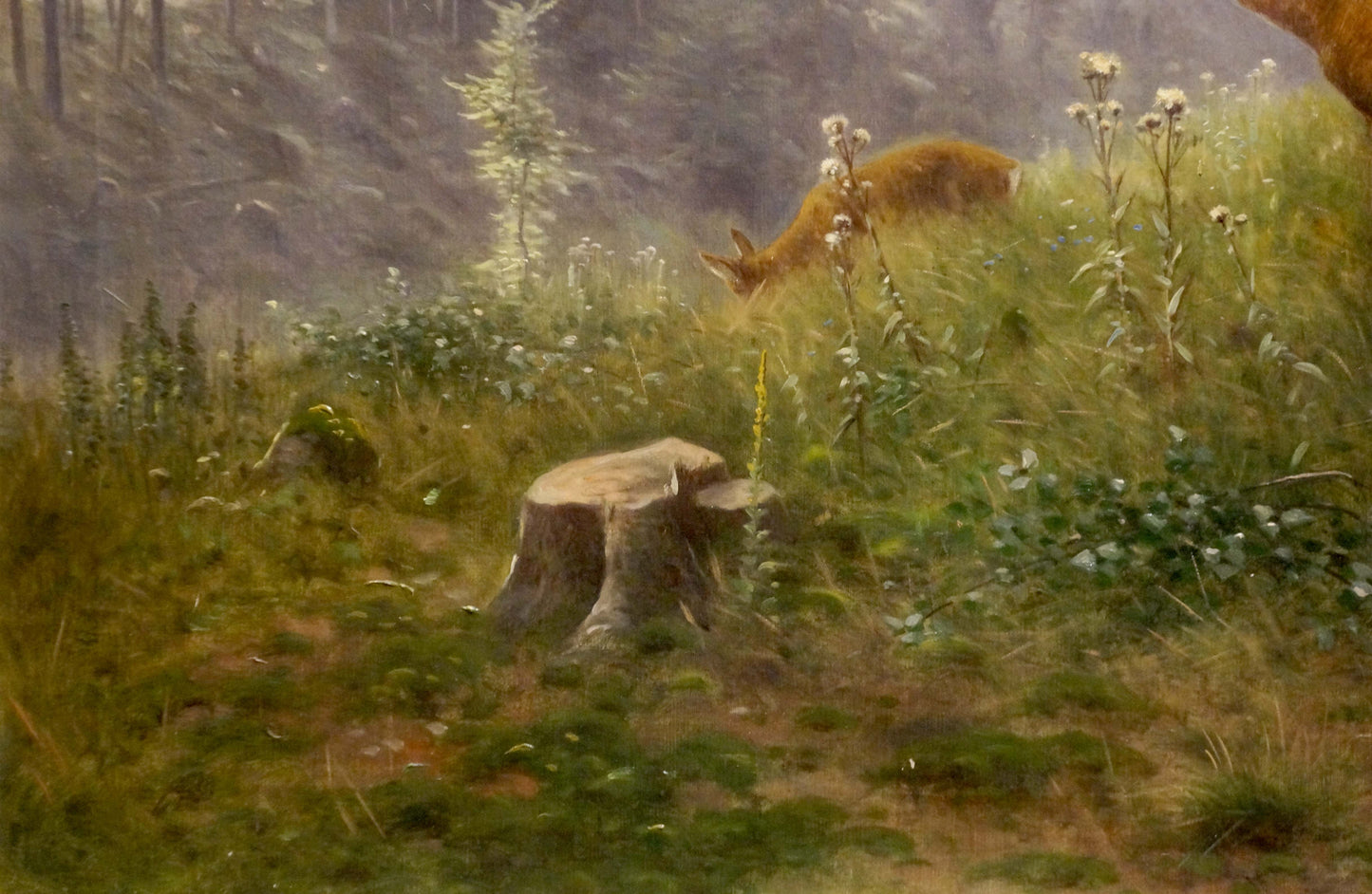 Oil painting Deer in the forest Louis Skell