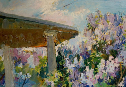 Oil painting Lilac blooms Polyakova Lyudmila Valentinovna