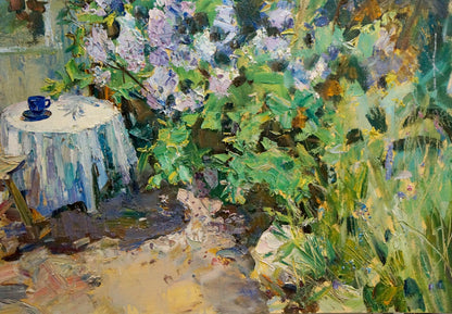 Oil painting Lilac blooms Polyakova Lyudmila Valentinovna