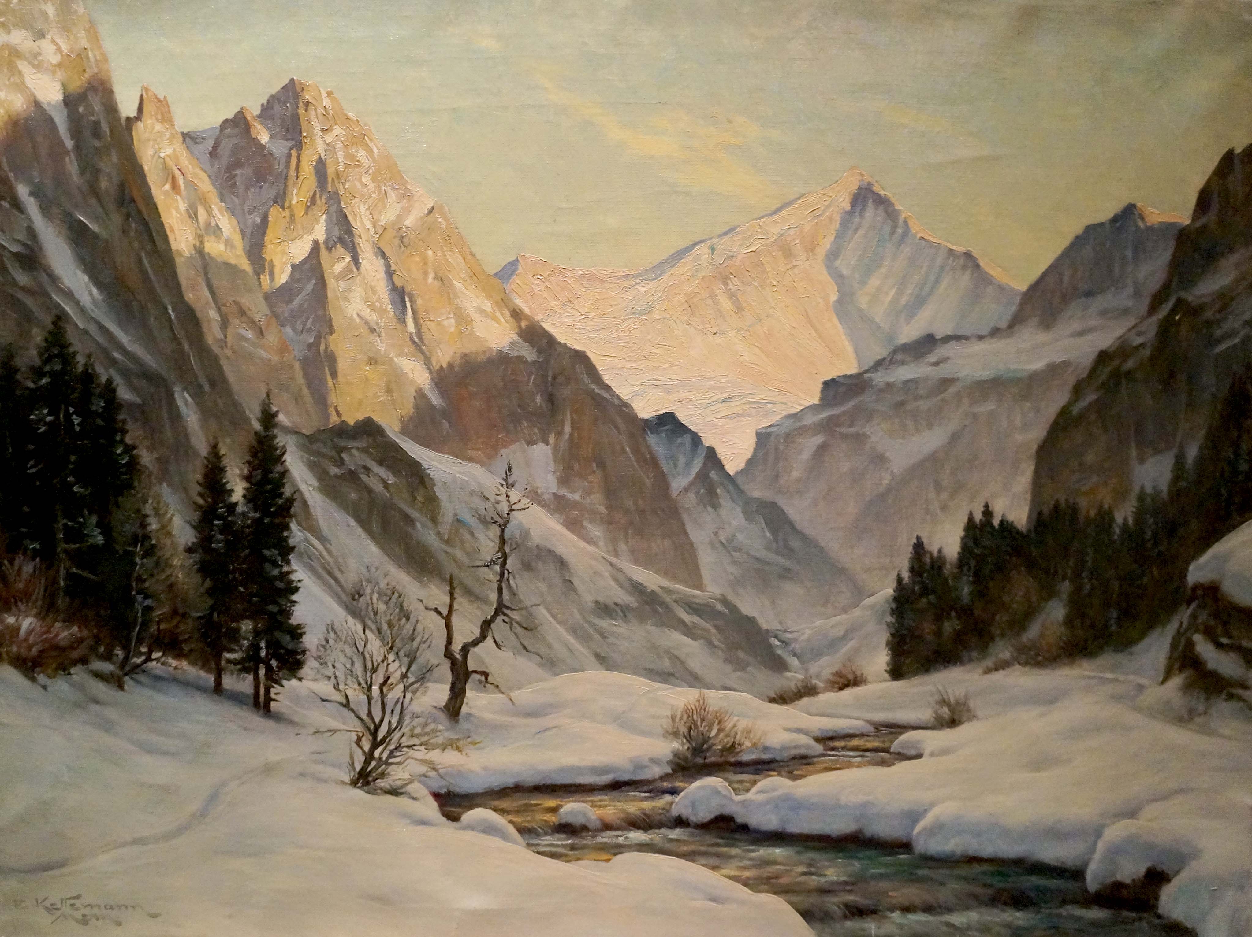 Oil painting Winter landscape Erwin Kettemann