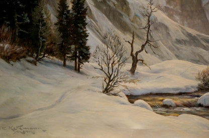 Erwin Kettemann's oil depiction of a "Winter Landscape"