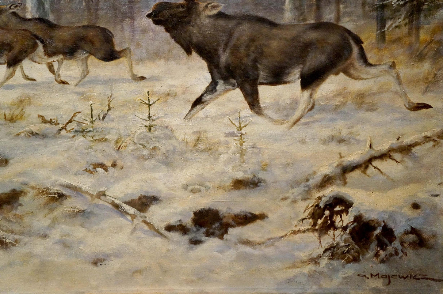 Oil painting Deer in the forest