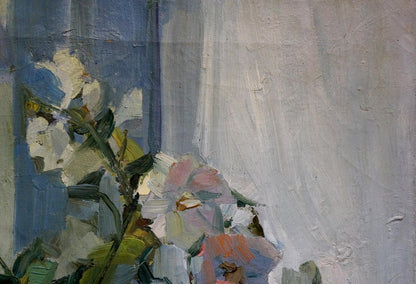 Oil painting Flower by the window Peter Kuzmich Stolyarenko