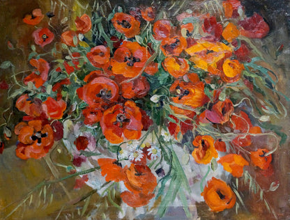 Oil painting Poppies Grishchenko Varvara Pavlovna