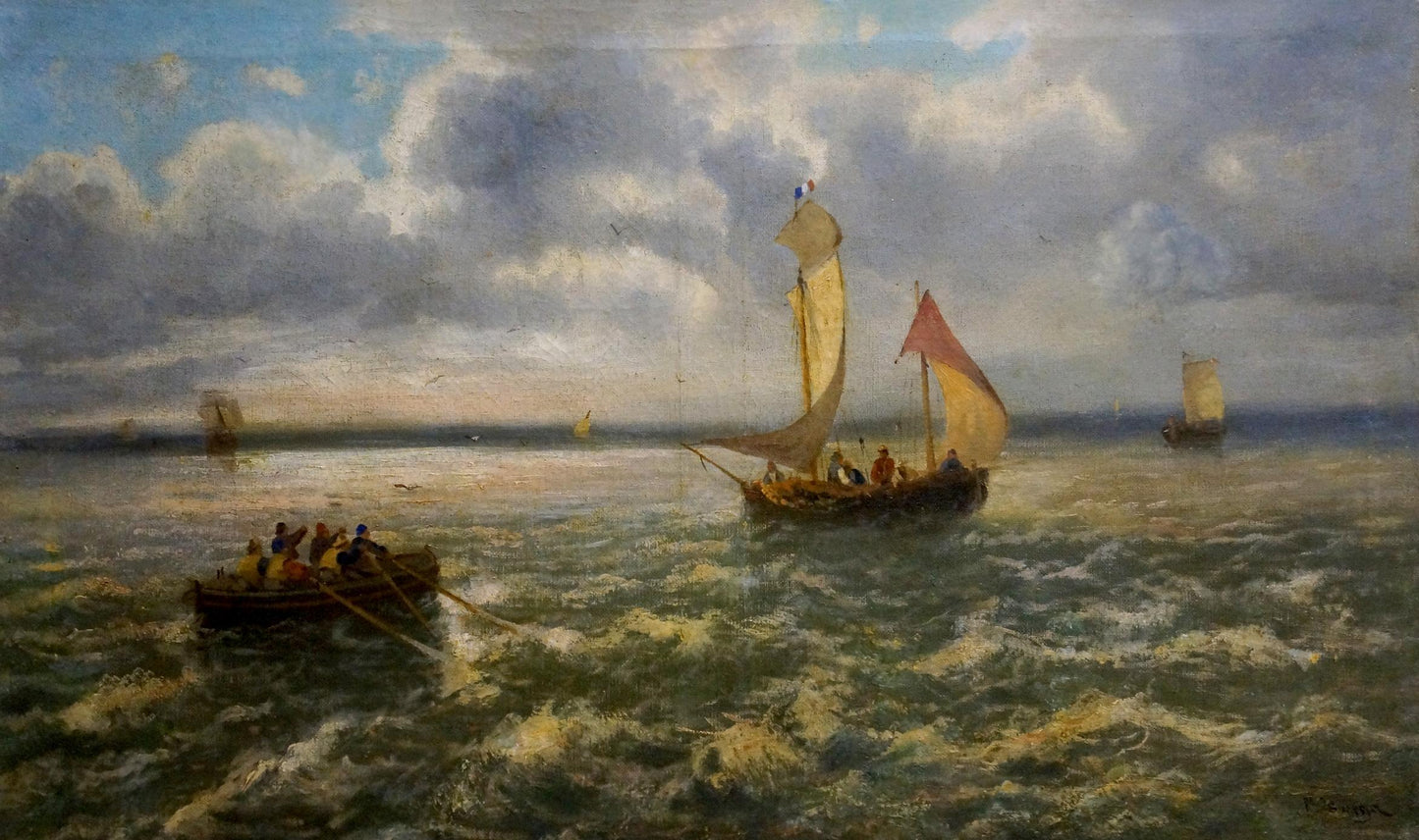 Oil painting Ship at sea