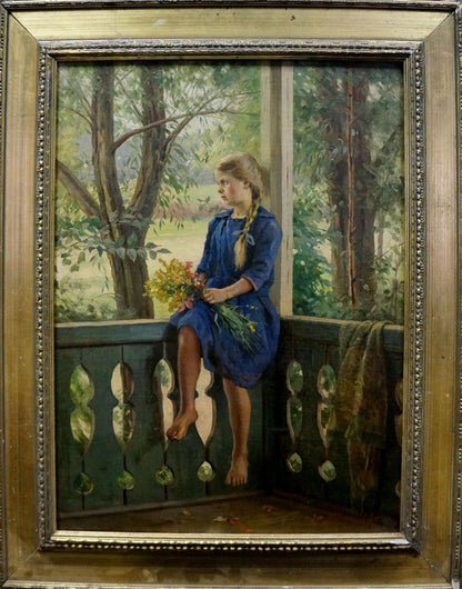 Oil painting Daughter's portrait Laktionov Alexander Ivanovich