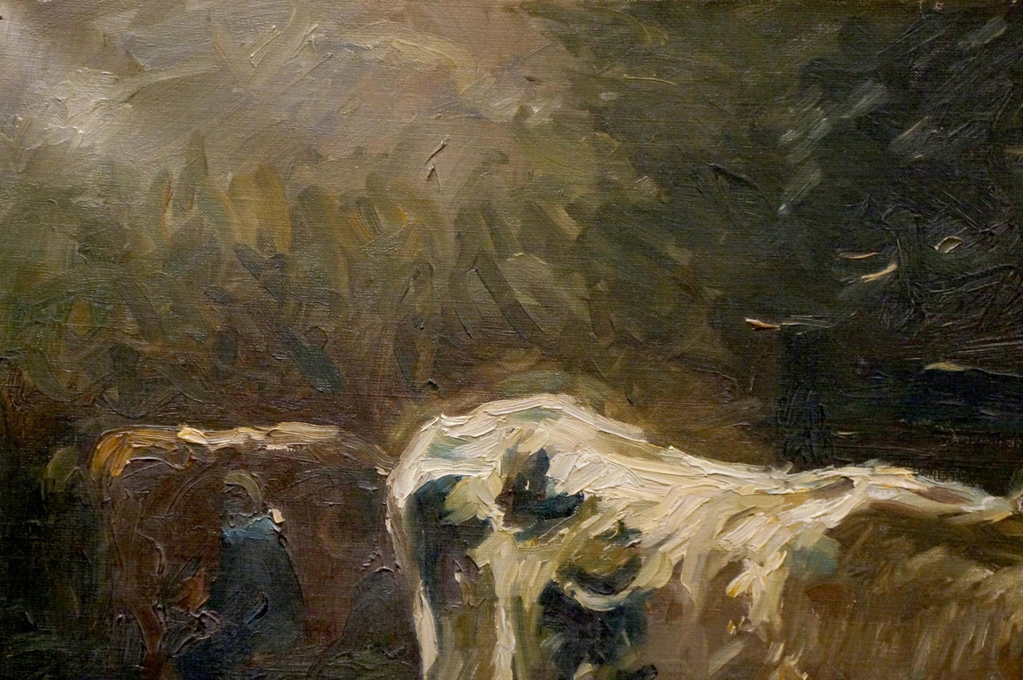 Oil painting Cow at the pond