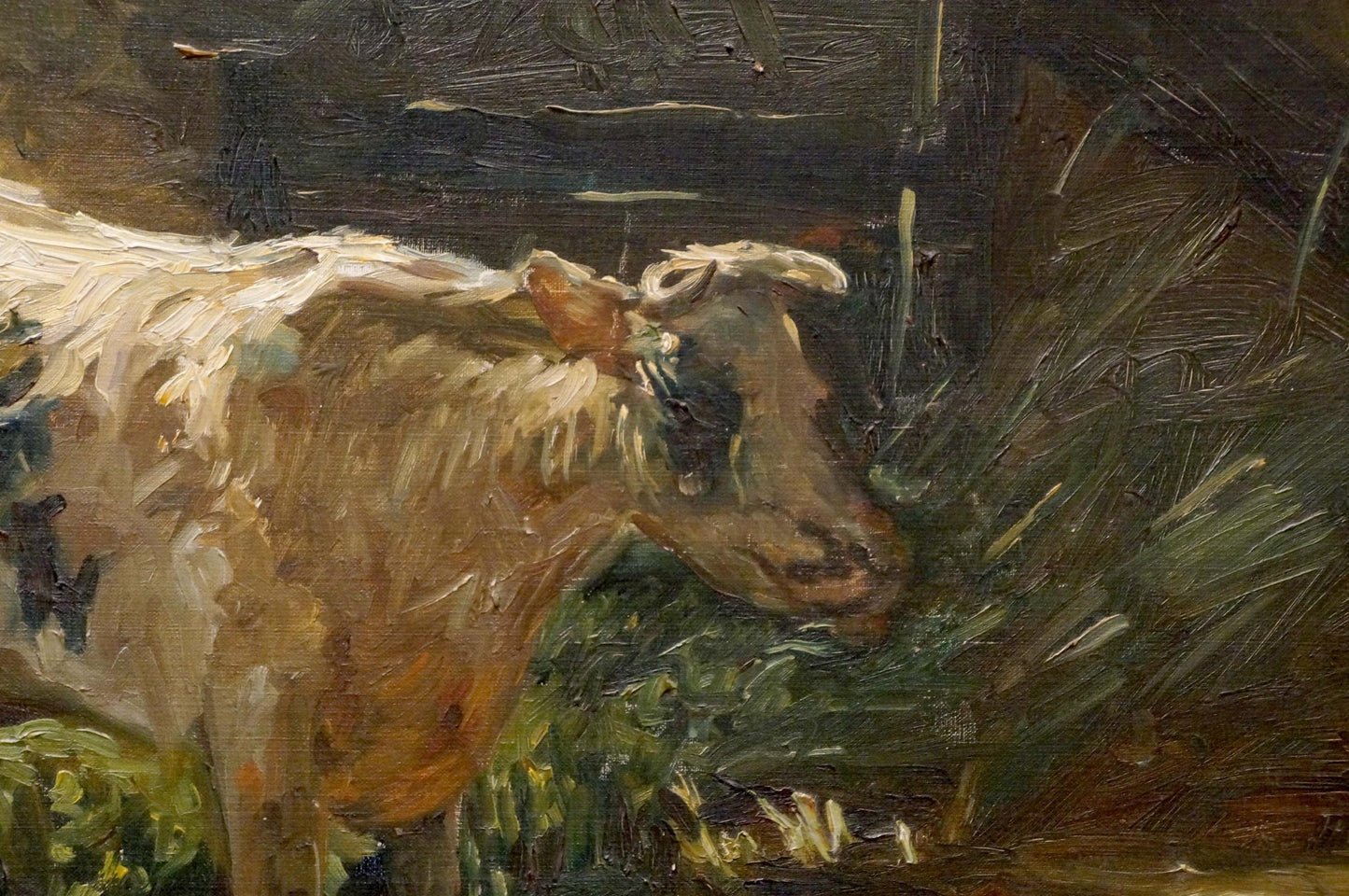 Oil painting Cow at the pond