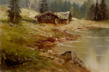 Oil painting House by the hill