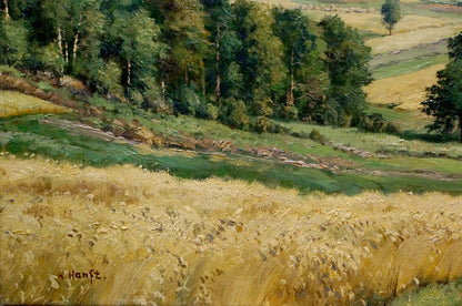 Oil painting Landscape with field