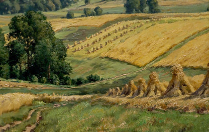 Oil painting Landscape with field