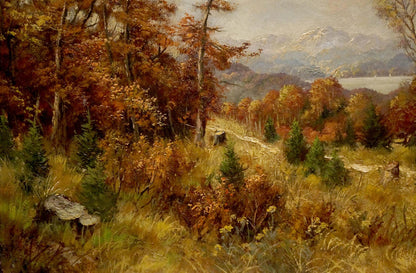 Oil painting Fall Foliage in the Mountains European artist