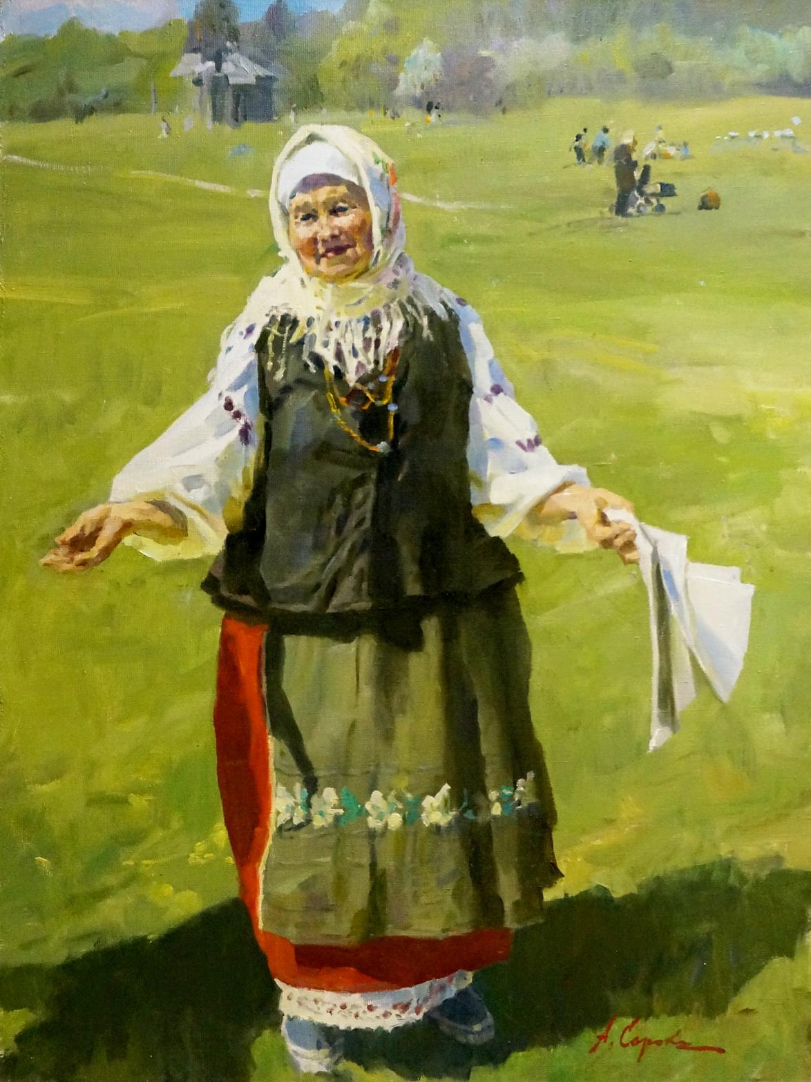 OIl painting Grandmother's portrait Soroka Arkady Vasilievich