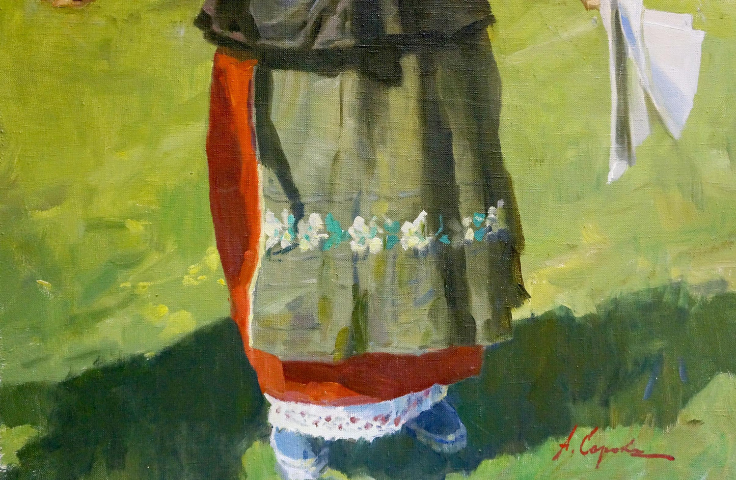 Arkady Vasilievich Soroka's oil painting portraying a grandmother's portrait