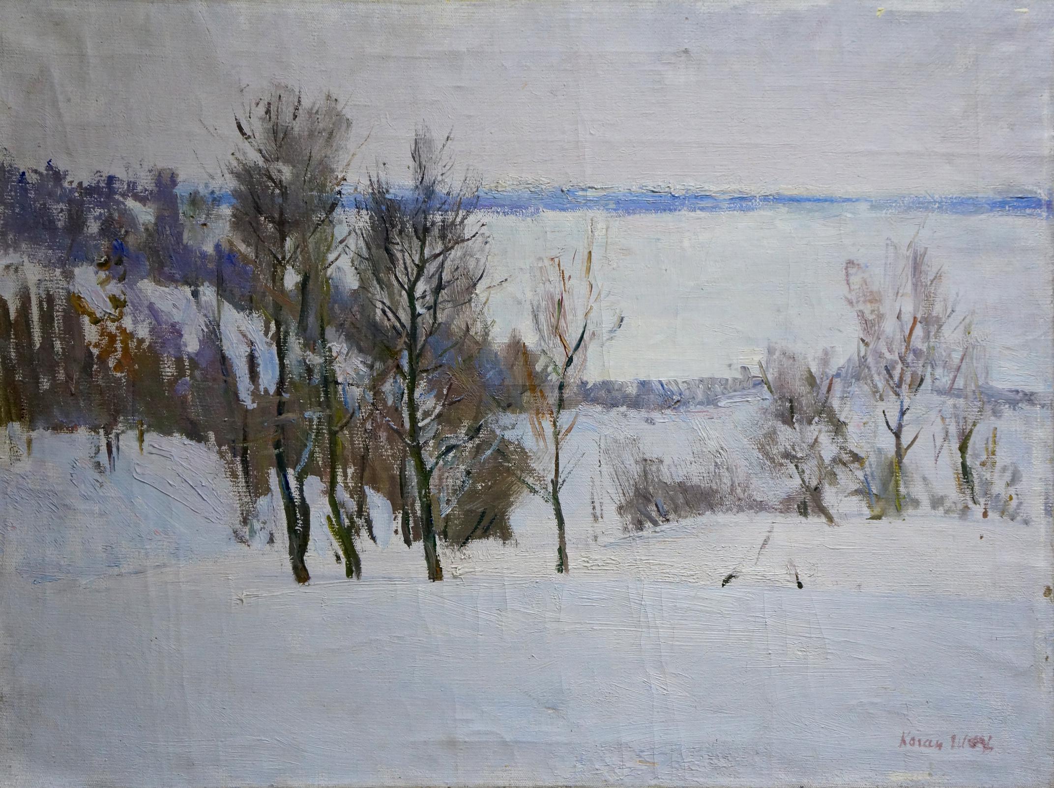 Oil painting Landscape of winter fields Matvey Kogan-Shats