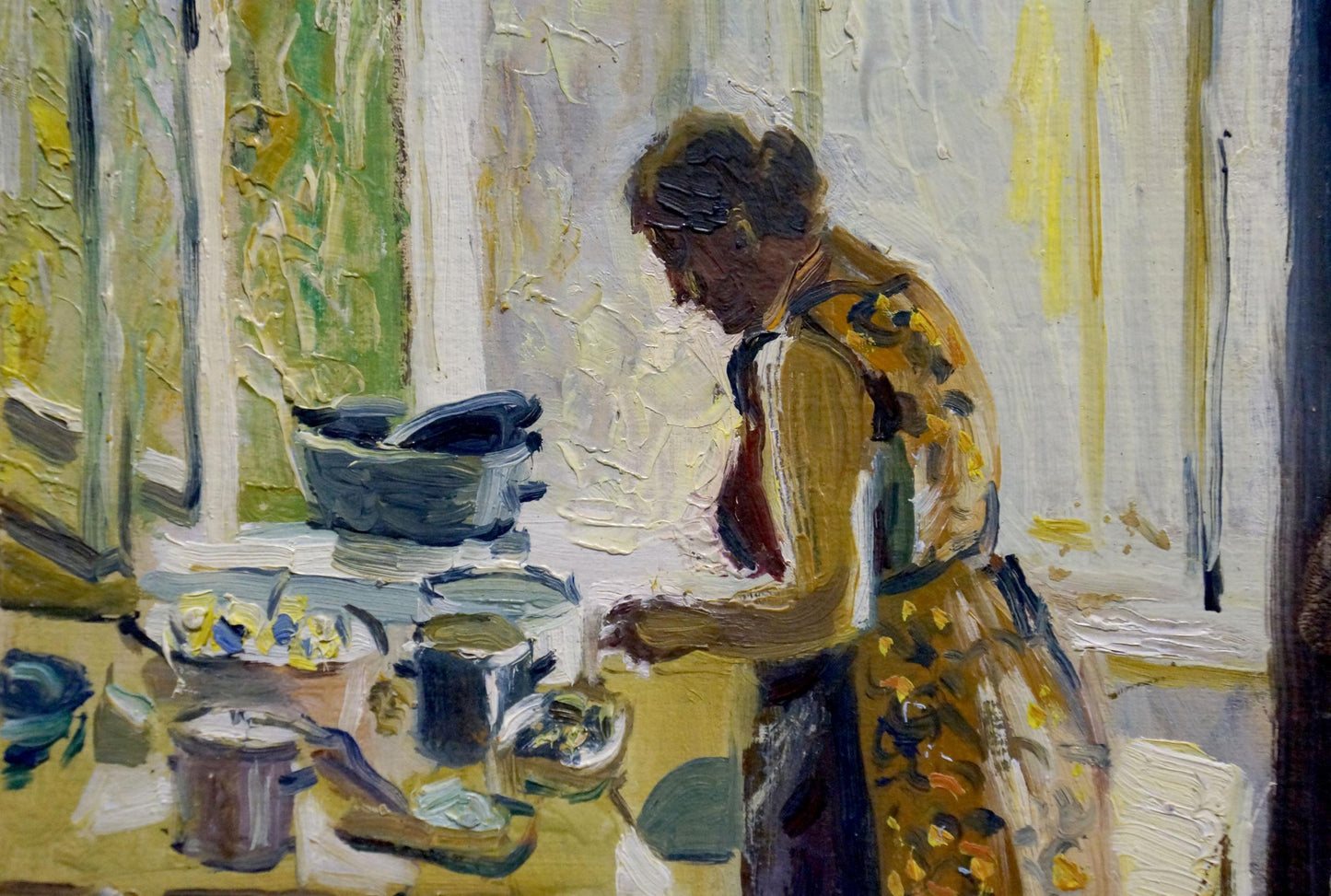 Oil painting Mom in the kitchen Bazylev Nikolay Ivanovich