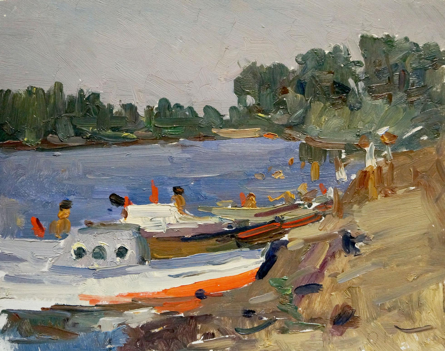 Oil painting Boat dock Maksimenko Alexander Grigorievich