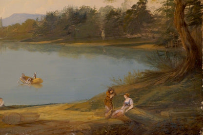 Oil painting People by the lake