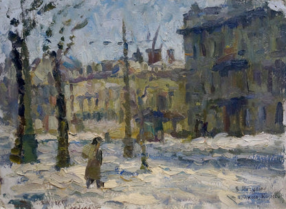 Oil painting Winter evening Migulko Victor Vasilievich