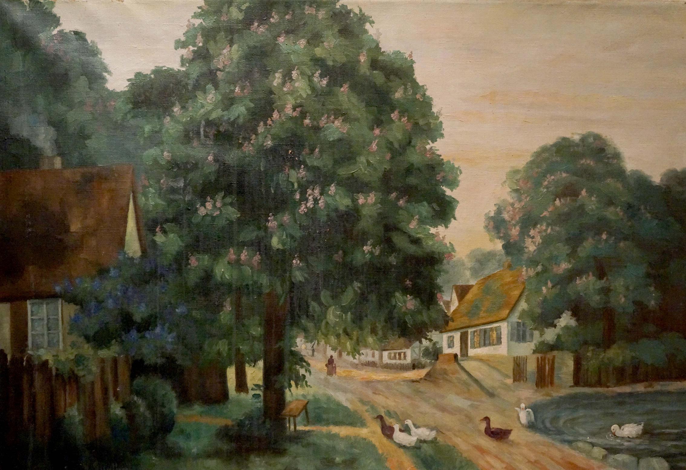 Oil painting Village Life