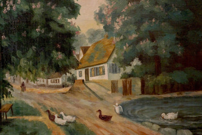 Oil painting Village Life