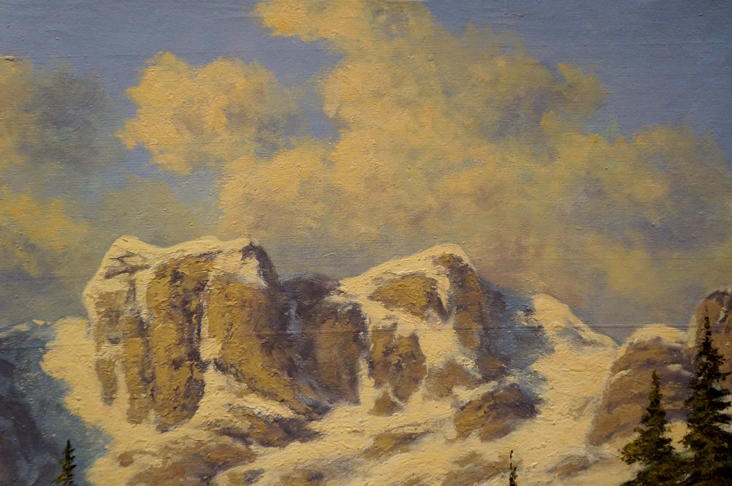 Oil painting Walk near the mountains European artist