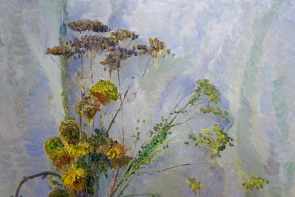 Alexander Fedorovich Mynka's oil artwork captures the beauty of dried blooms