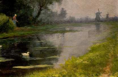 Oil painting Ducks on the river Unknown artist