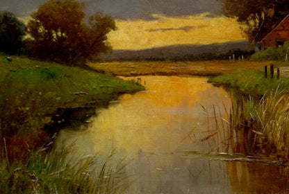 Oil painting Evening sunset
