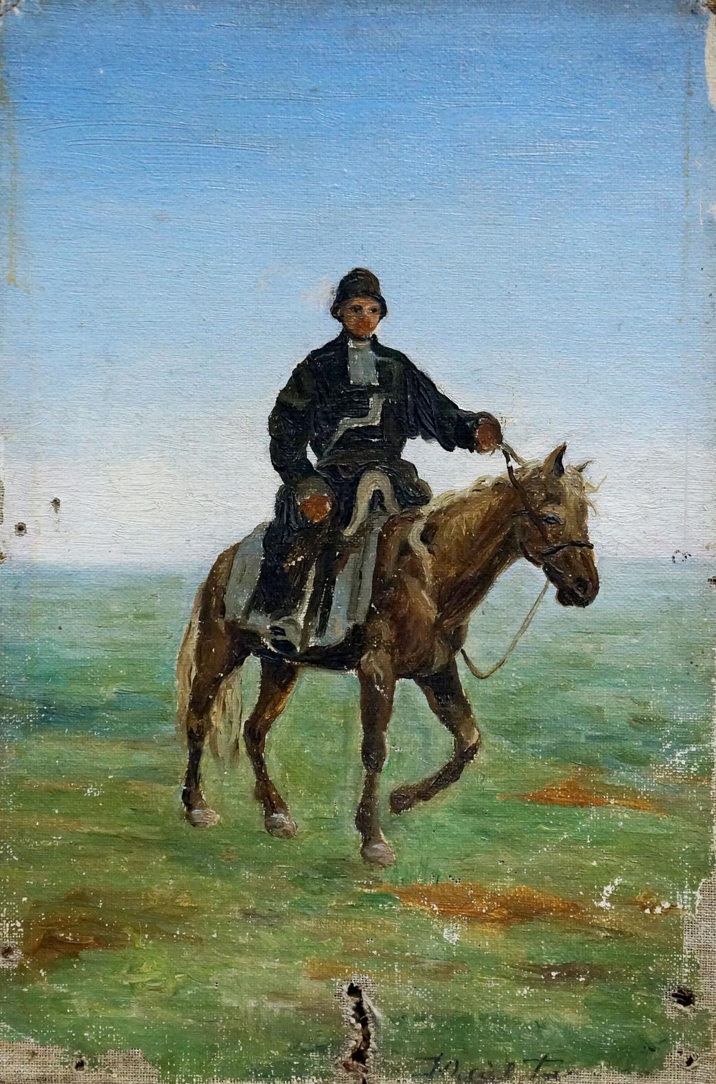 Oil painting Man on horse