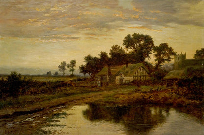 Oil painting Evening In the village B. Sherrin
