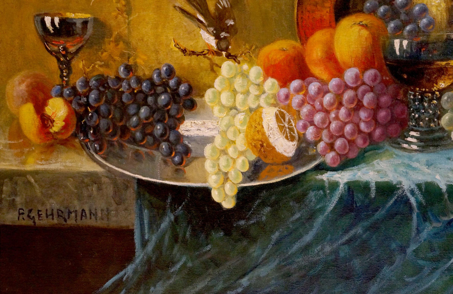 Oil painting Still life with grapes