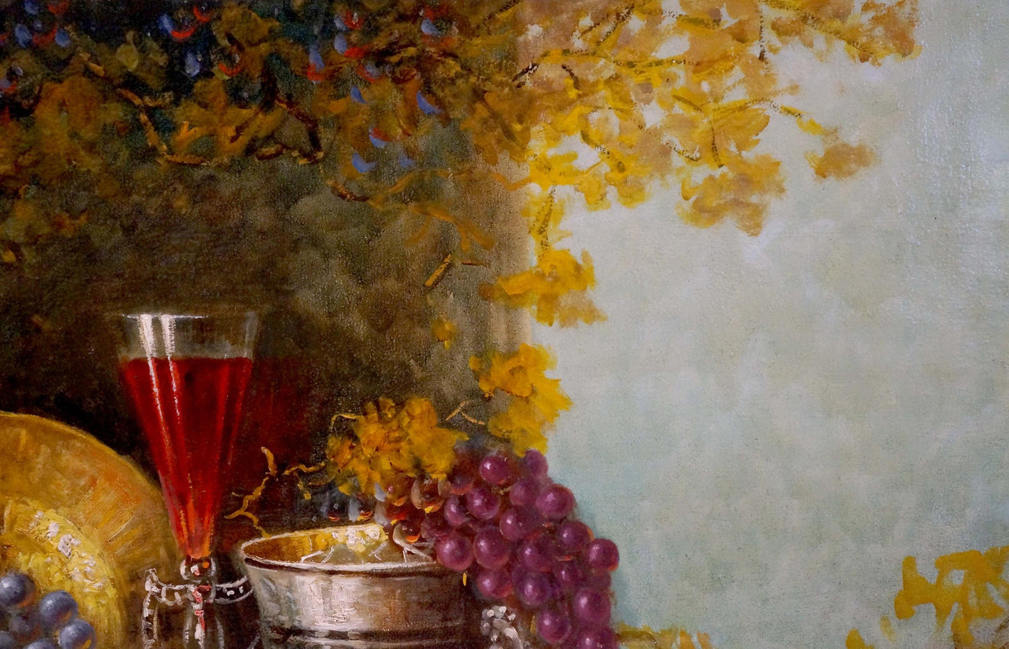 Oil painting Still life with grapes