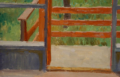 Nikolay Vladimirovich Chernikov's oil artwork, "Terrace," depicting charming outdoor space.