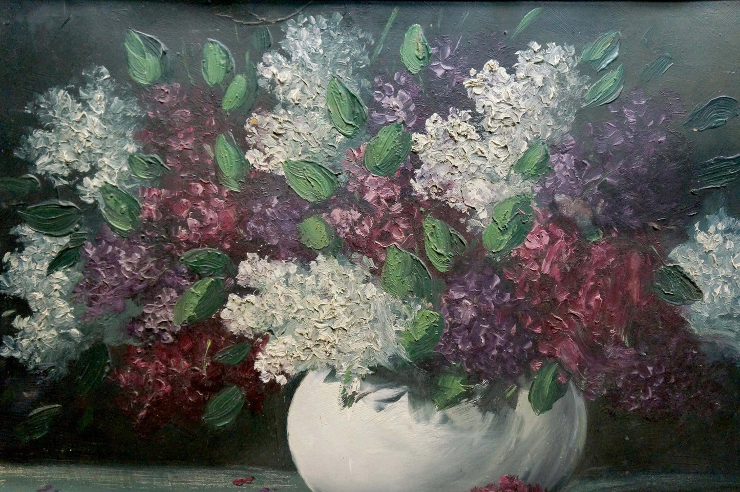 Oil painting Still life with lilacs