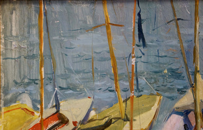 Oil painting Boat in port Afanasyev Vladimir Nikolaevich