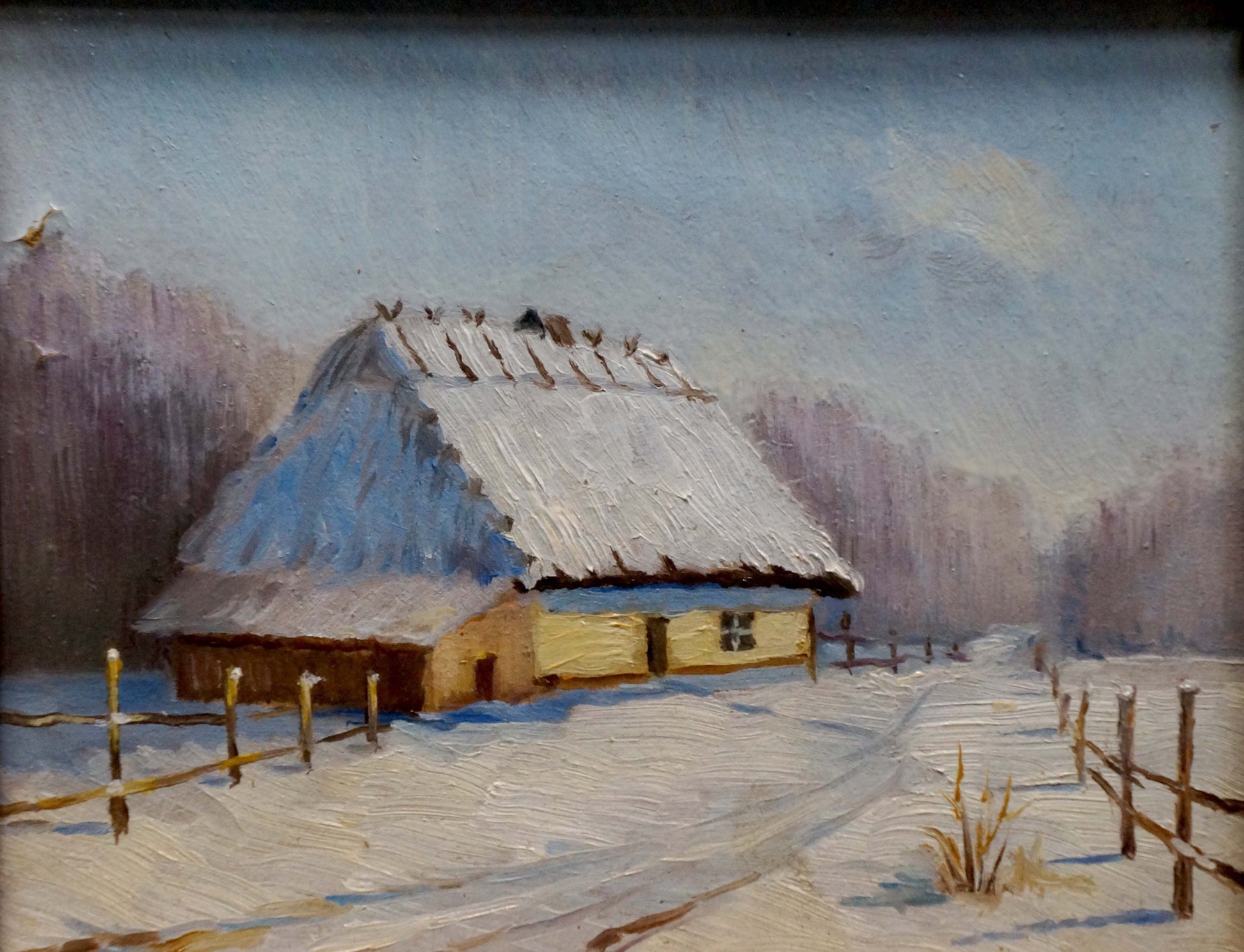 Oil painting "Snow Covered House"
