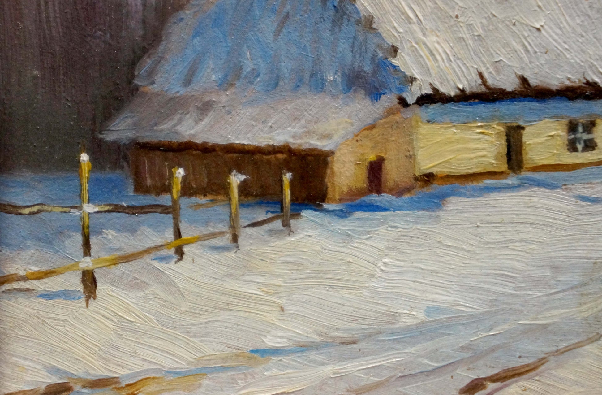 Snow Covered House, an oil painting