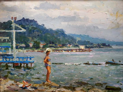 Oil painting Girl by the sea Korostelev Vladimir Alexandrovich