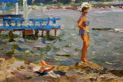 Oil painting Girl by the sea Korostelev Vladimir Alexandrovich