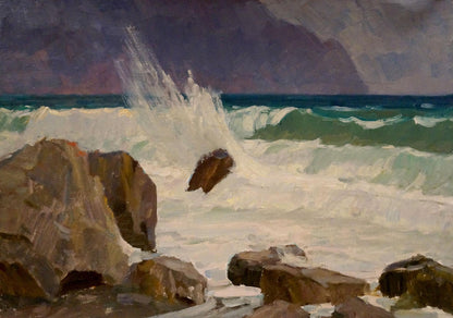 Oil painting Seascape with raging waves Nikolay Chernikov