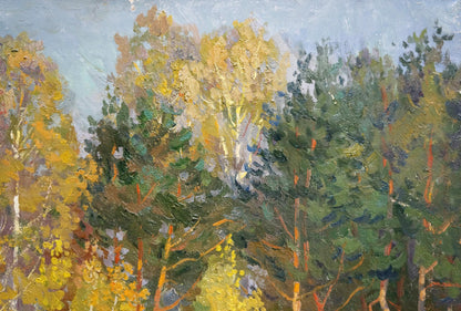 Oil painting Landscape of yellow trees Anatoly Fomin