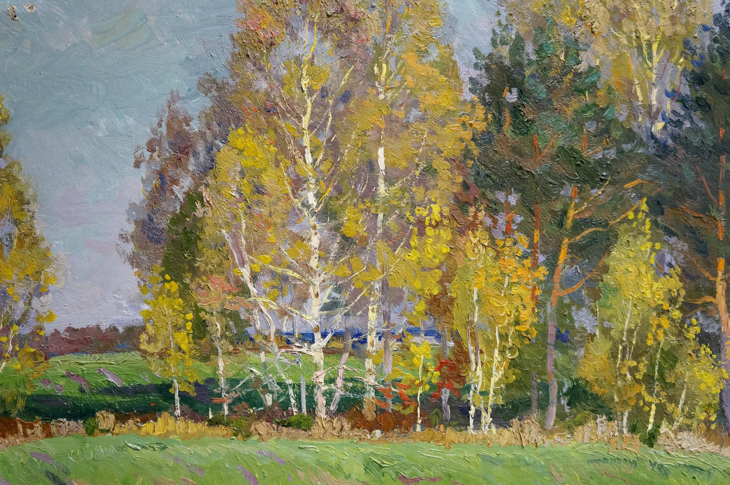 Oil painting Landscape of yellow trees Anatoly Fomin