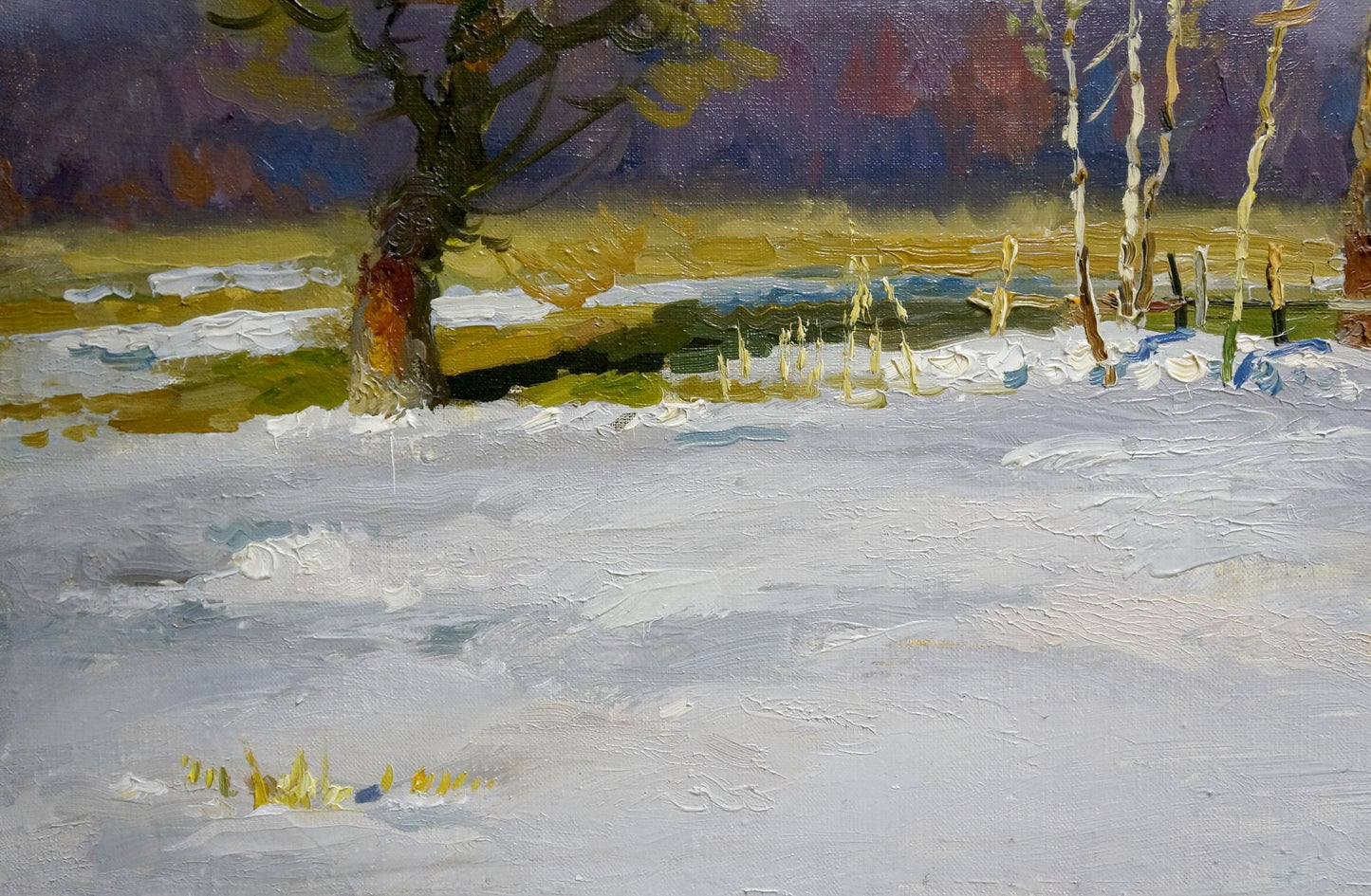 Oil painting Landscape with winter forest Alexander Mynka
