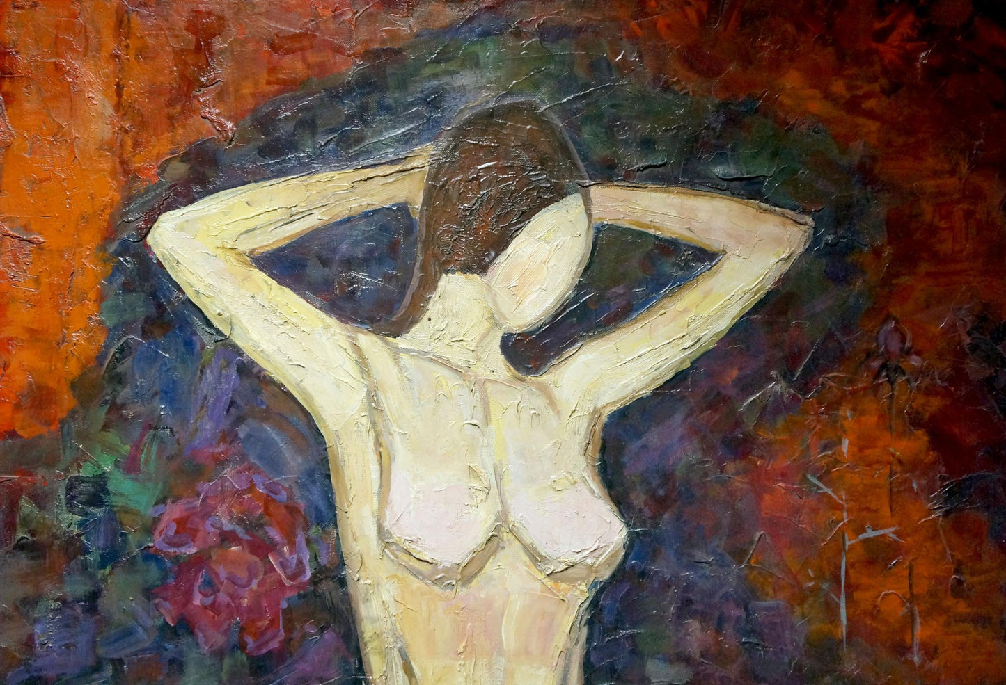 Oil painting Nude ballerina and rose with thorns Semykina Lyudmila Nikolaevna