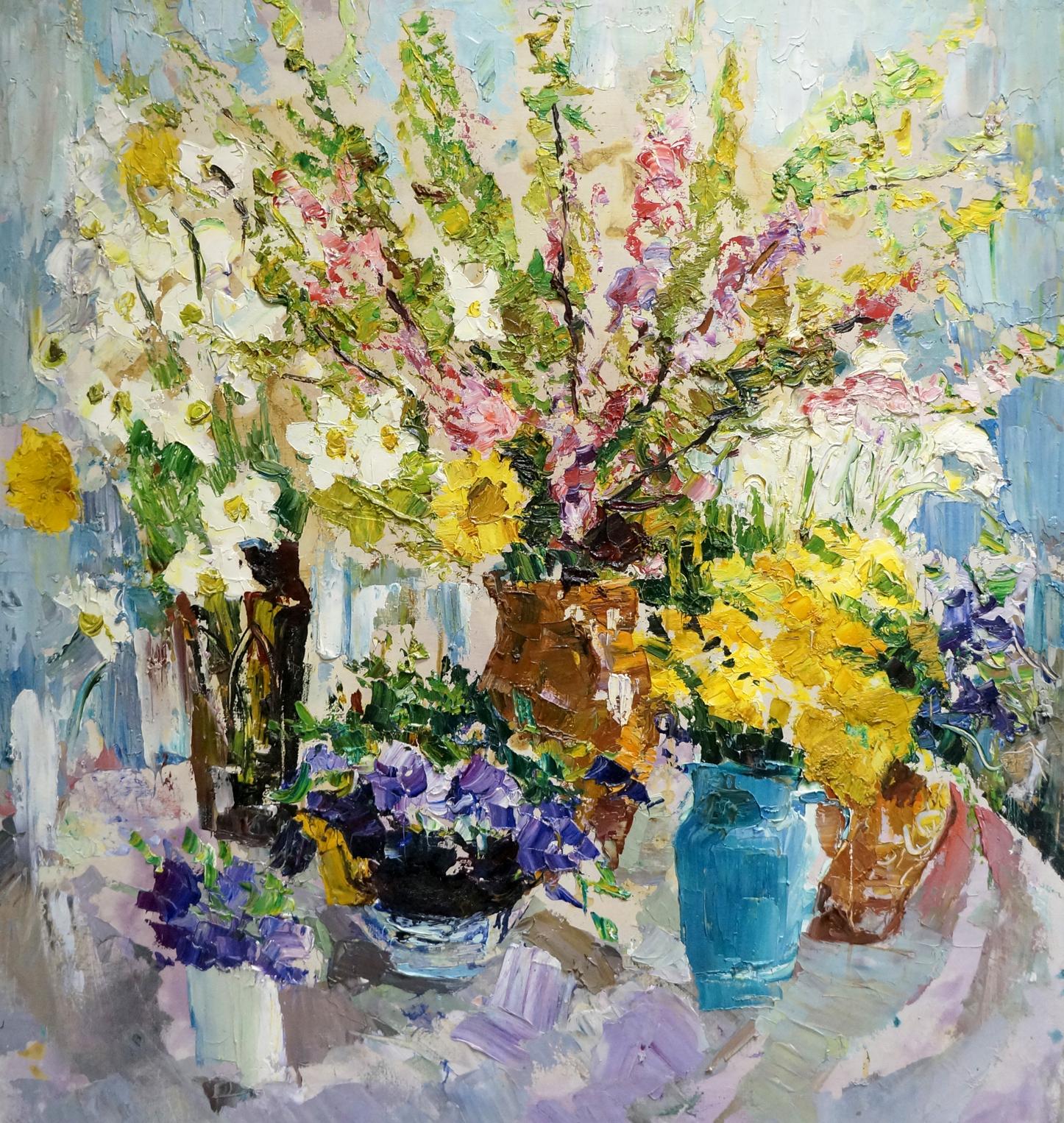 Oil painting Still life and varieties of flowers Sergey Shapovalov