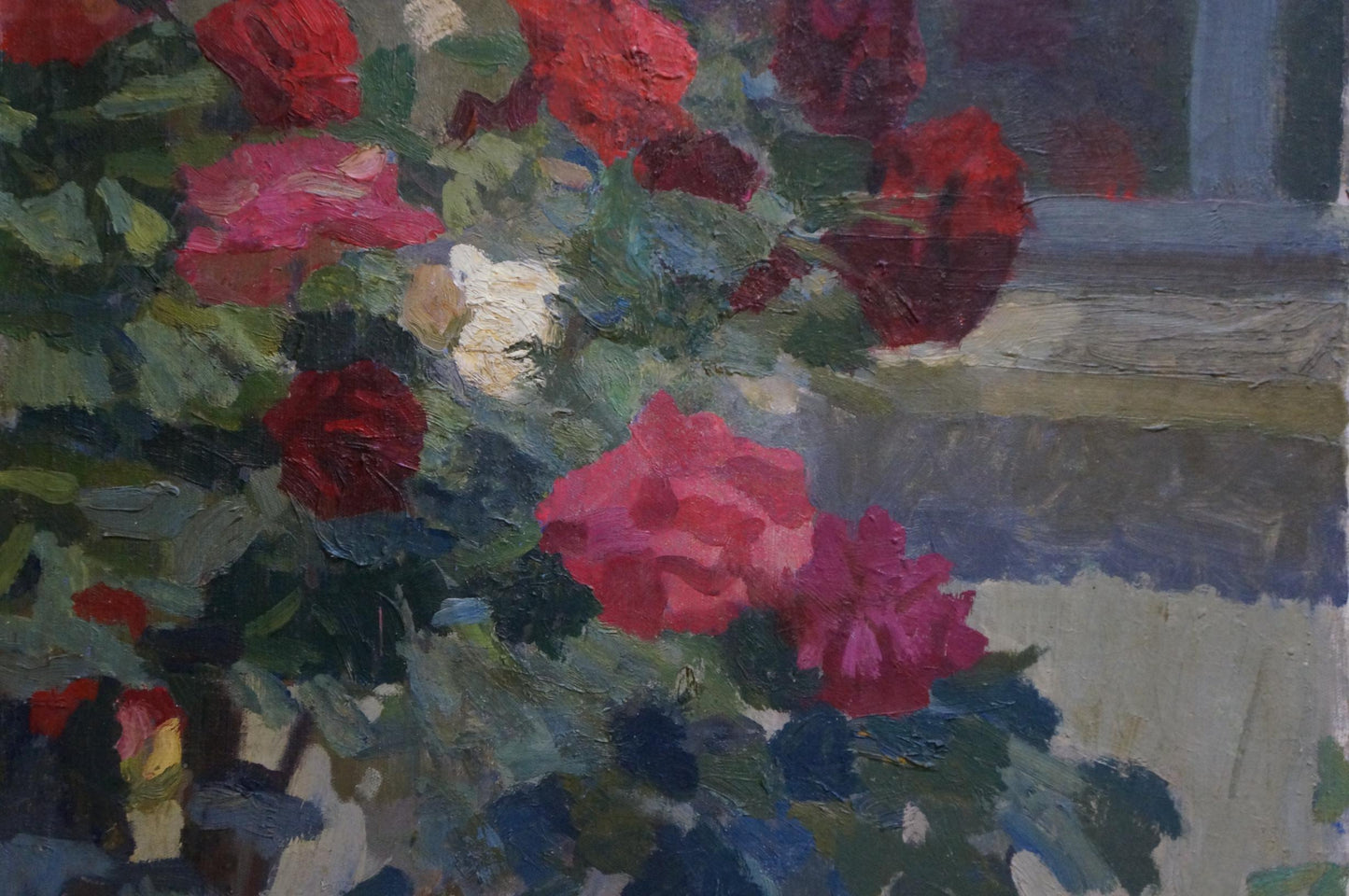 Oil painting Red and white roses Pokulity Konstantin Ivanovich