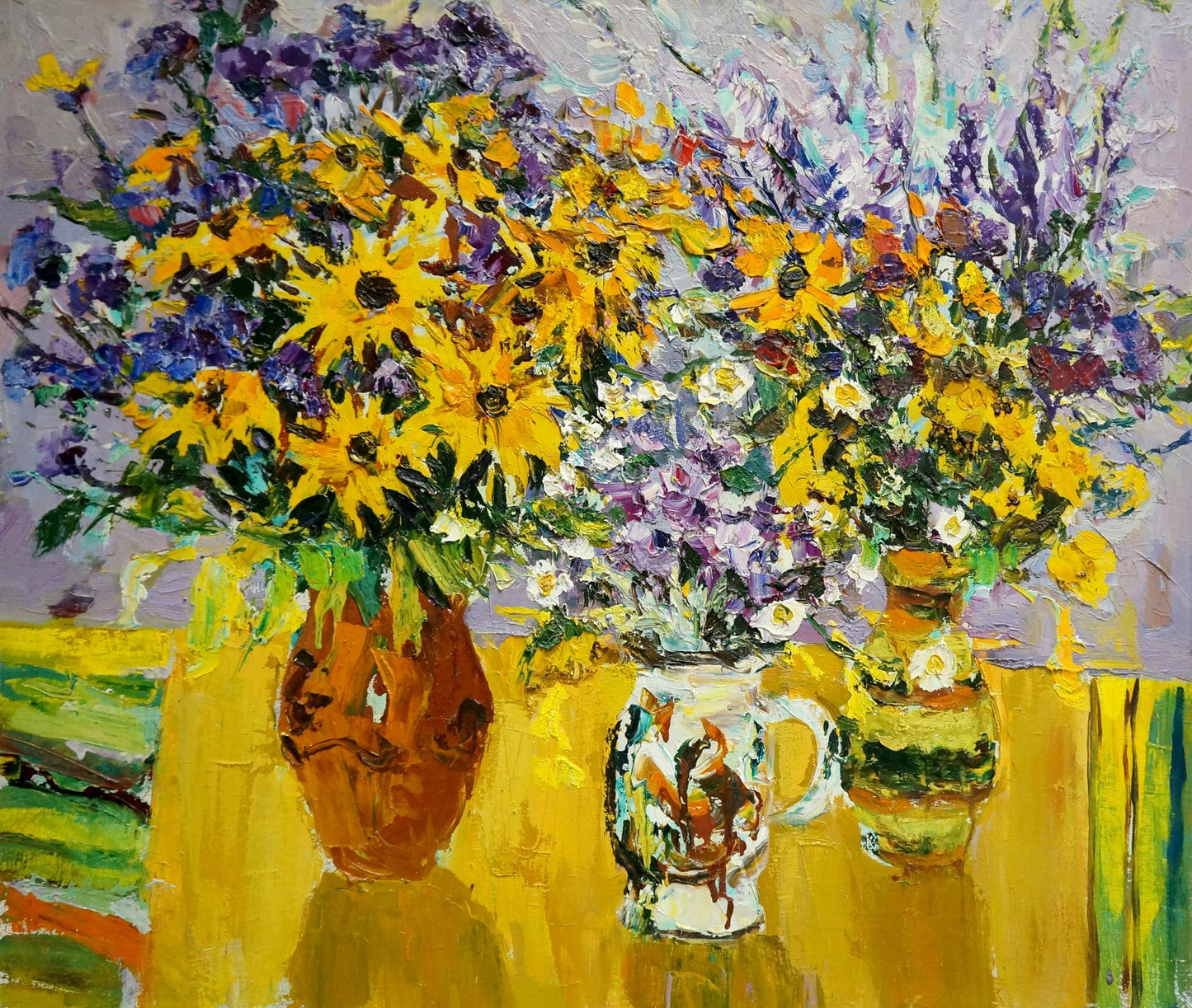 Oil painting Daisies and lilacs Mandrikova - Donchik Nadezhda Alekseevna